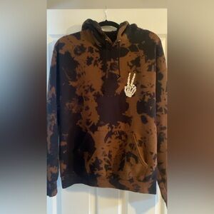 Bowery Supply Co Bleached Style Peace Hoodie Size L
